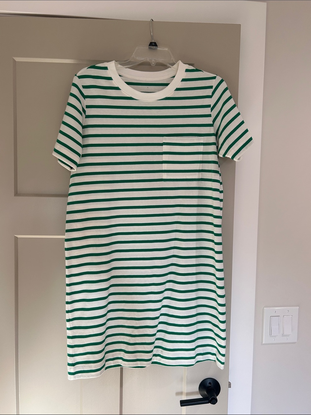 Everlane White and Green Striped Dress